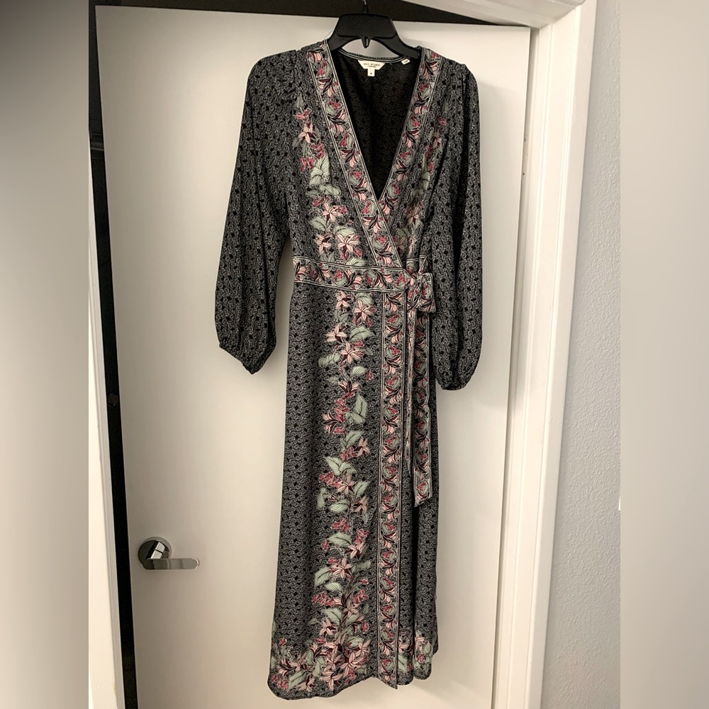 Max Studio Floral Wrap Dress - Black and White (Size M)
